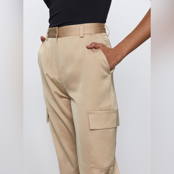 Satin Cargo Pants Zara in Sierra Beige Size XS - Picture 6 of 12